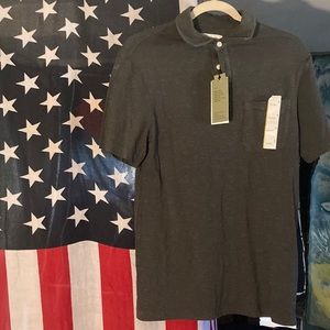 Short sleeve no roll collar casual shirt